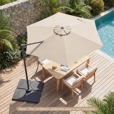 292cm Patio Cantilever Umbrella Large Offset Hanging Umbrella with 360° Rotation