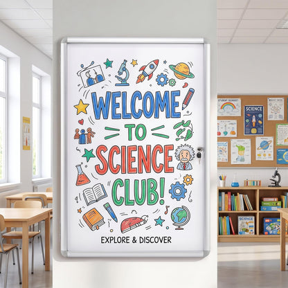 90 x 60 cm Enclosed Bulletin Board with Locking Door and Aluminum Alloy Frame