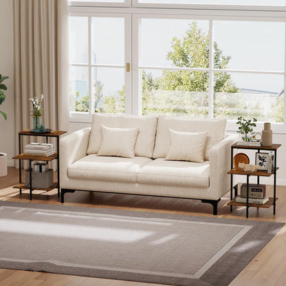 Sofa Side Table, 3-Tier Industrial Square Nightstand Bedside Table