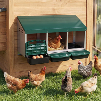 3-Compartment Roll Away Chicken Nesting Box for Hens