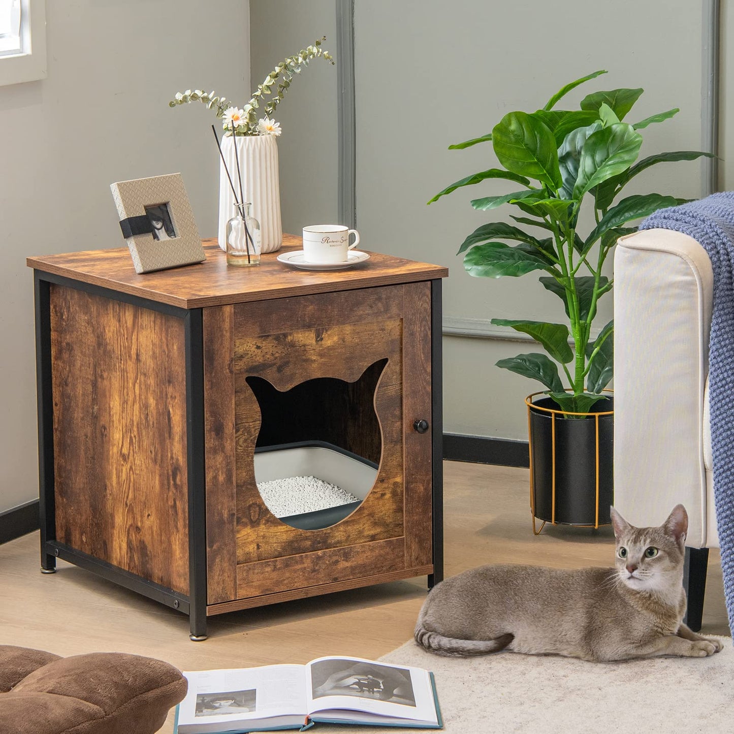 Wooden Kitty Hidden Washroom Toilet with Ventilated Hole