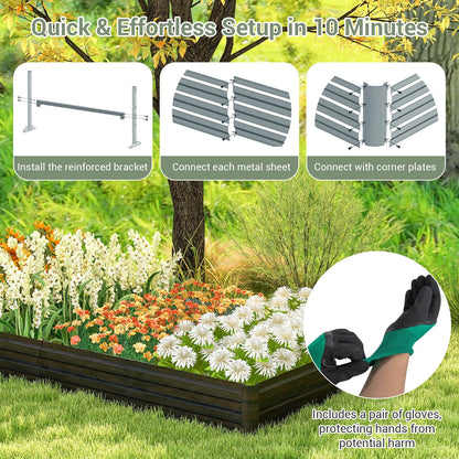 240 x 120 x 30 cm Metal Rectangular Raised Garden Bed with Open Bottom