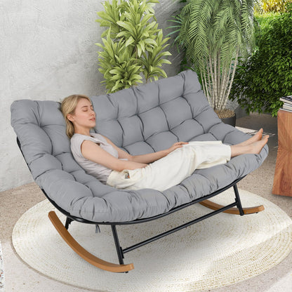 Outdoor Rocking Chair, Oversized Patio Wicker Egg Chair