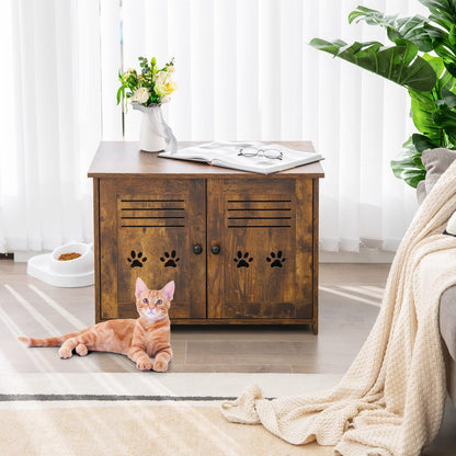 Industrial Wooden Kitty Hidden Washroom Toilet with Side Entrance and Cutout Handle