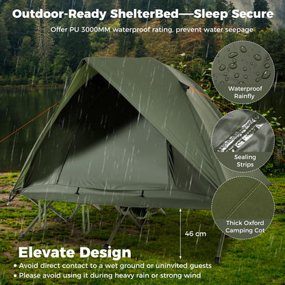 2-Person Camping Cot Tent Foldable Off-Ground Camping Combo for Adults