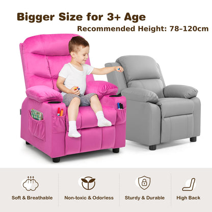 Adjustable Larger Kids Lounge Recliner Chair with 2 Cup Holders