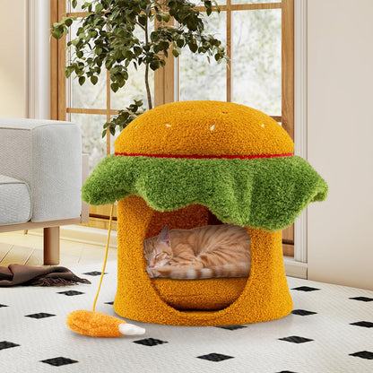 Cat House, Hamburger-Shaped Cats Cave Bed | Small Kitten Condo Furniture