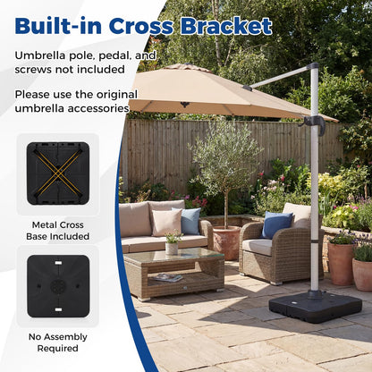 Parasol Base with Wheels, Heavy-Duty Offset Patio Umbrella Stand