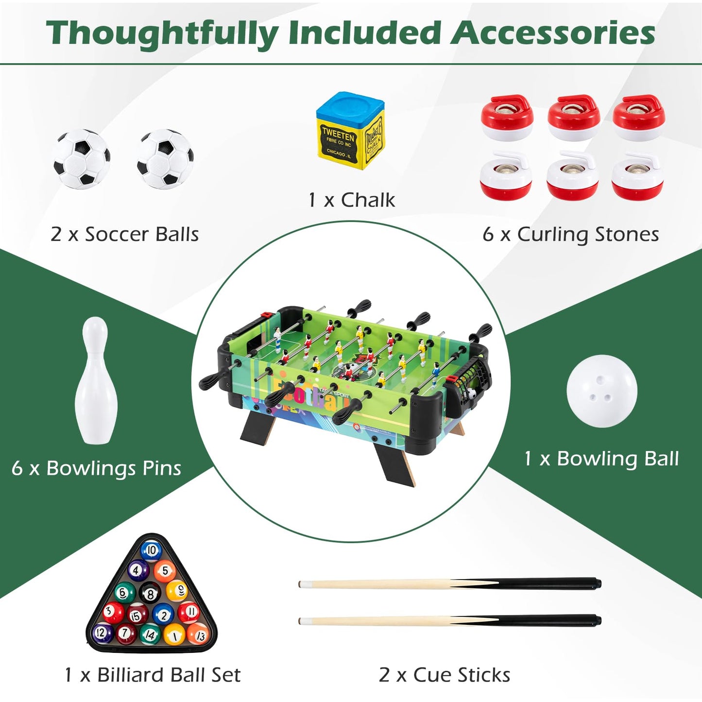 4 in 1 Combo Game Table Set, Wooden Kids Gameplay Tabletop