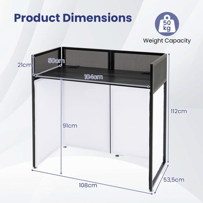 Portable DJ Booth with Black/White Scrims, Mesh Table & Carry Bag