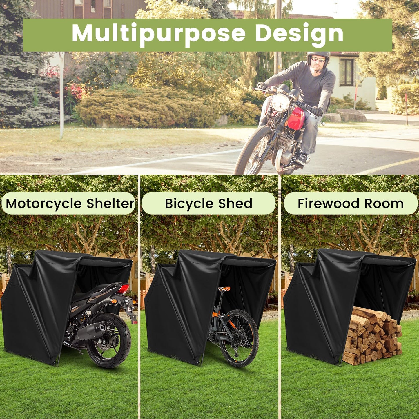 342 x 137 x 193cm 600D Oxford Waterproof Motorbike Cover Shelter