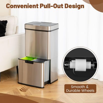 72L Stainless Steel Trash Can Motion Sensor Garbage Bin