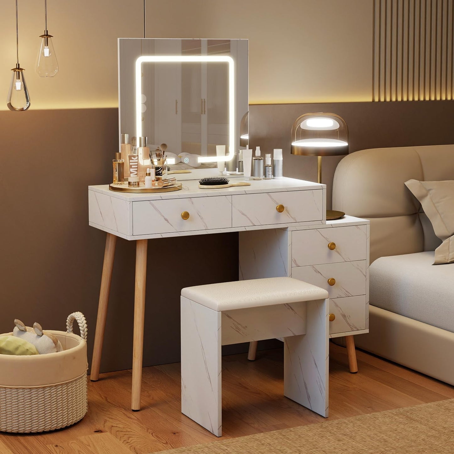 Vanity Desk Makeup Vanity Set with 3 Lighting Modes