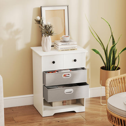 4-Drawer Dresser Cabinet with Open Shelf Freestanding Bedside Chest