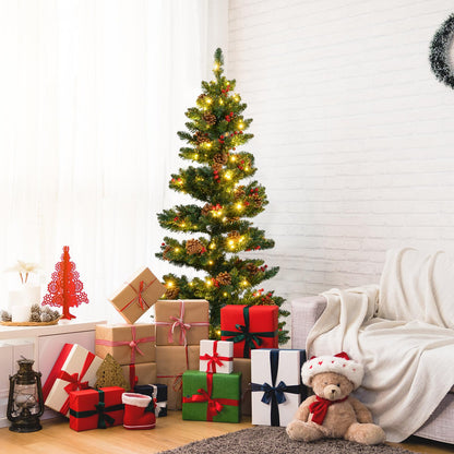 150 CM Pre-Lit Artificial Christmas Tree Spiral Holiday Tree with 448 Branch Tips