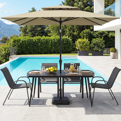 160 x 90cm Garden Table for 6, Outdoor Dining Table with 4cm Umbrella Hole