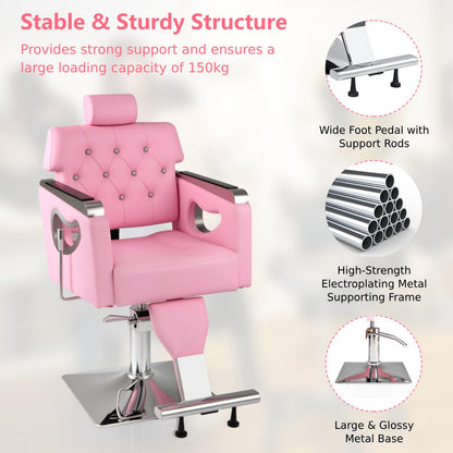 Adjustable Swivel Barber Chair with Padded Backrest