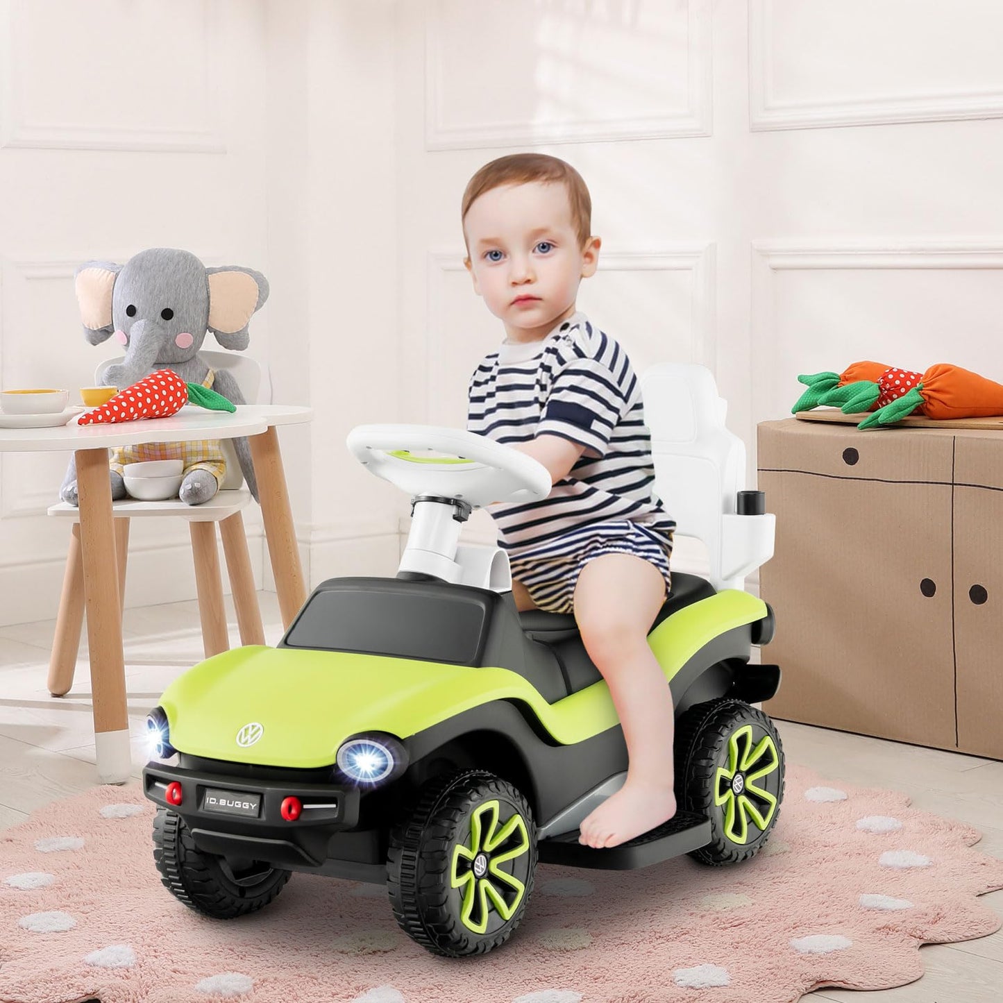 3 in 1 Kids Ride on Push Car with Handle and Canopy
