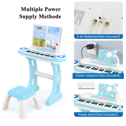 37 Keys Electronic Kids Piano Toy with Detachable Legs and Stool