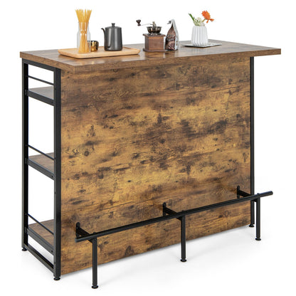2 in 1 Industrial 4-Tier Bar Table with Storage Shelves