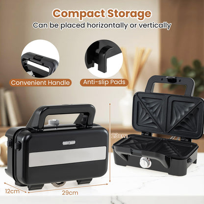 3 in 1 Waffle Maker with Non-stick Plates and Indicator Lights