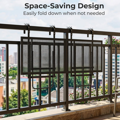 Set of 2 Hanging Balcony Table with 5-Level Adjustable Height for Round Square Railing