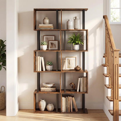 5-Tier Modern Bookshelf with Metal Frame for Home Office
