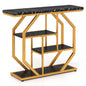 Console Table, 4-Tier Faux Marble Slim Entryway Table with Storage Shelves