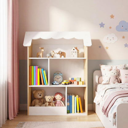 Kids Bookshelf, 3-Tier Wooden Toddler Book Toy Organizer