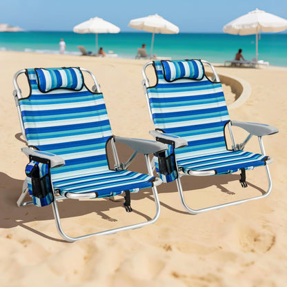 Folding Backpack Beach Chair, Adjustable Position Camping Chair