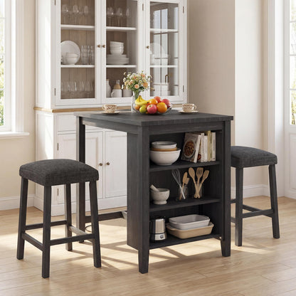 3 Piece Bar Table Set with Power Outlet, Dining Table