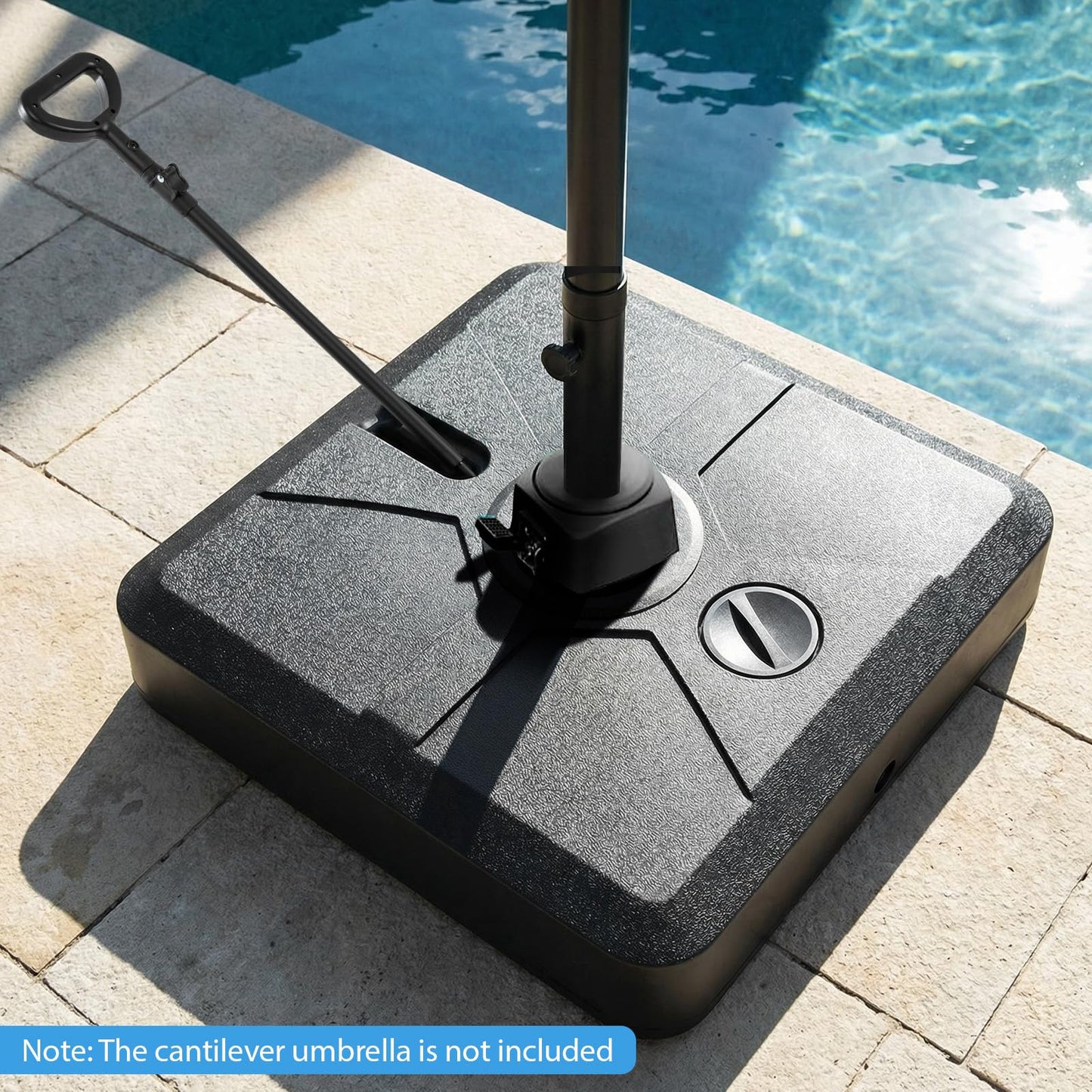 Cantilever Umbrella Base, 150kg Water or Sand Fillable Patio Weighted Umbrella Stand