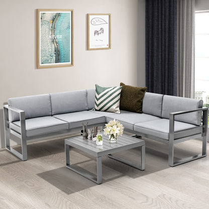 5 Seater L Shape Aluminium Garden Corner Sofa Set