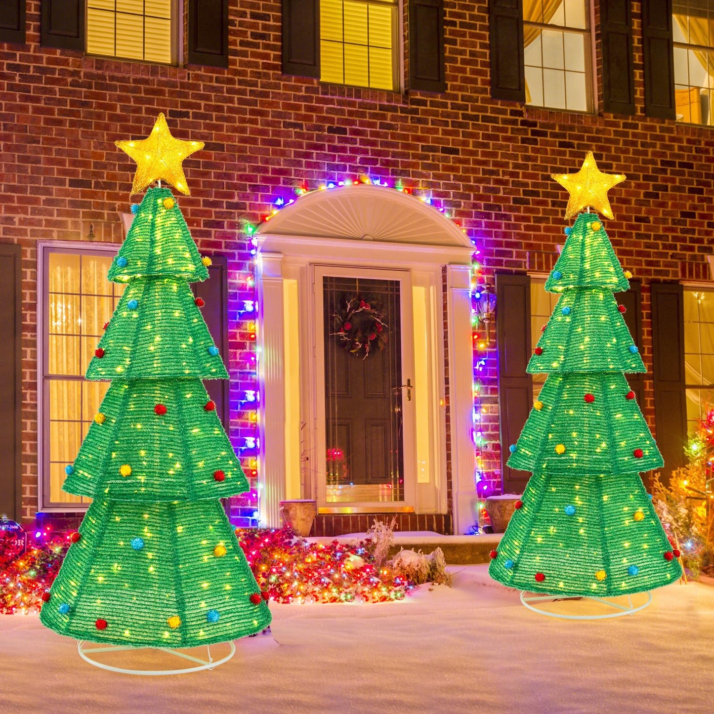 190 CM Lighted Collapsible Christmas Tree with 200 LED Warm Light