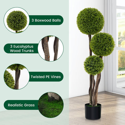 Artificial Cypress Topiary Ball Tree, 4FT/120CM Artificial Cedar Plants