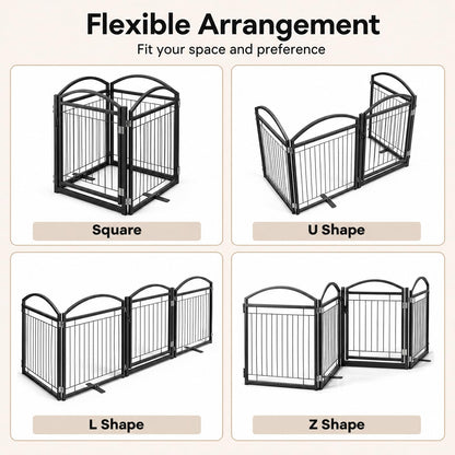 4 Panels Folding Dog Stair Gate, Freestanding Pet Playpen