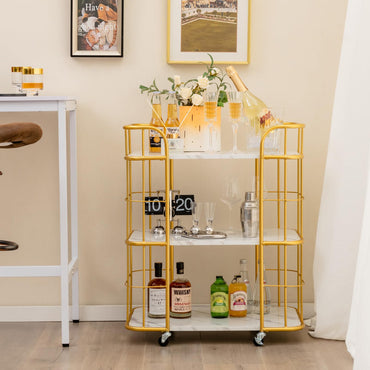 GiantexUK Serving Cart, 3-Tier Metal Frame Kitchen Cart Trolley