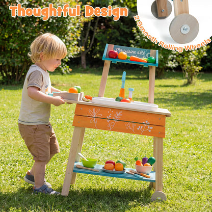 Mud Kitchen, Outdoor Kids Play Kitchen with Removable Sink