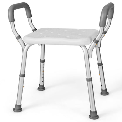6 Positions Adjustable Bathtub Shower Stool with Detachable Handrails