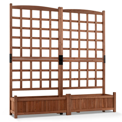 Wooden Garden Planter with Trellis, Raised Garden Bed with 2 Boxes