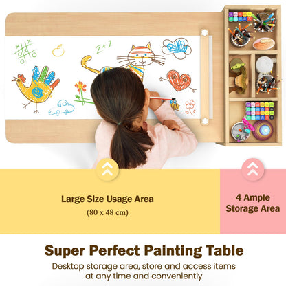 Kids Art Table and Chairs, Wooden Children Study Desk