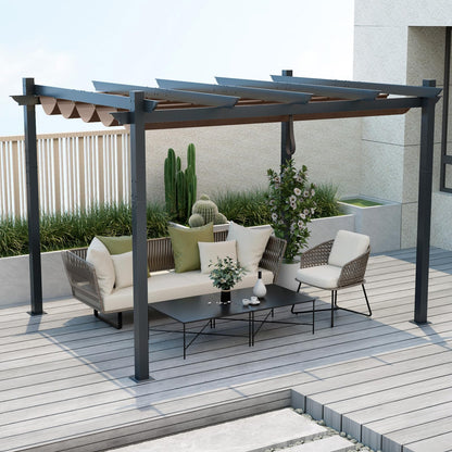 2.9 X 3.6m Metal Pergola with Retractable Roof