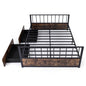 4FT6 Double Metal Bed Frame with 2 Storage Drawers, Headboard & Footboard