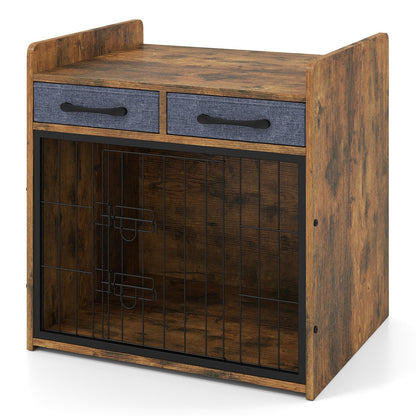 Indoor Dog Cage with 2 Fabric Drawers and Lockable Door