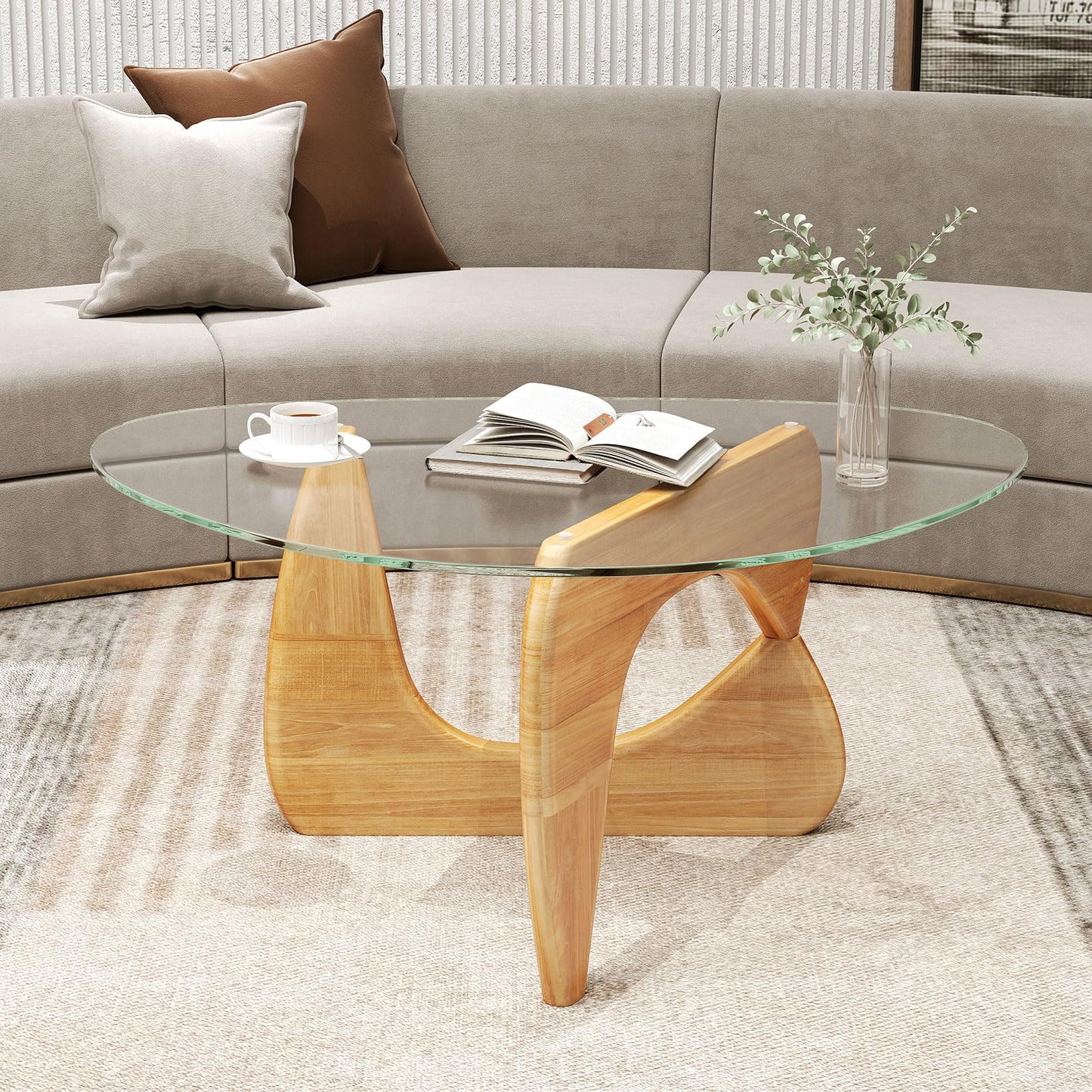 Triangle Coffee Table, Tempered Glass Cocktail Center Table Unit