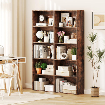 5-Tier Bookshelf with Freestanding Display Shelf and Storage Organizer for Living Room