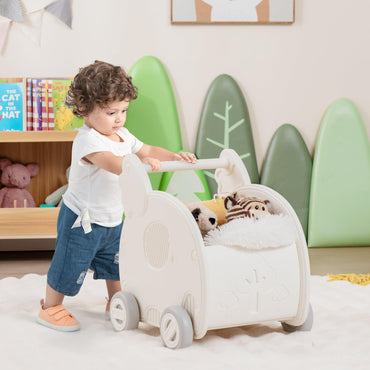 2 in 1 Toddler Push Along Shopping Cart with Storage Chest