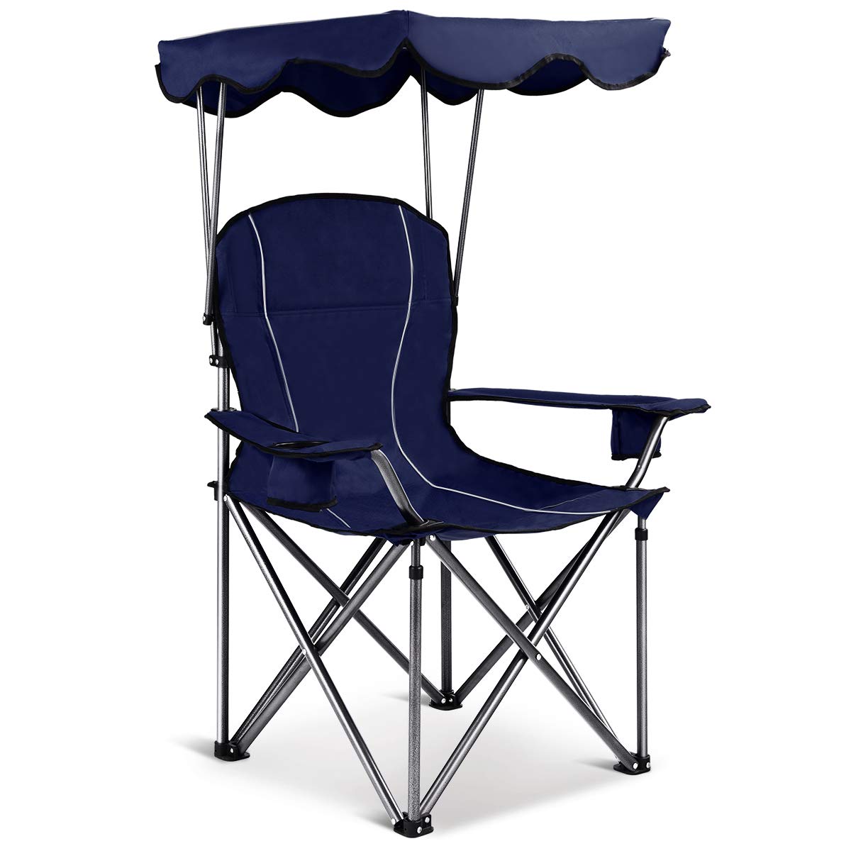 Folding Beach Chair with Shade Canopy and Carry Bag