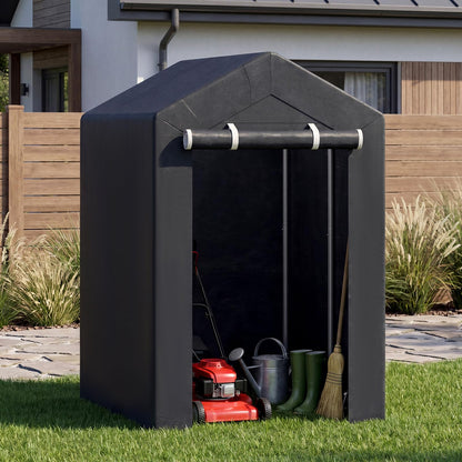 Heavy-Duty Portable Storage Shed with Roll-up Zipper Door and Sun-Protective Canopy