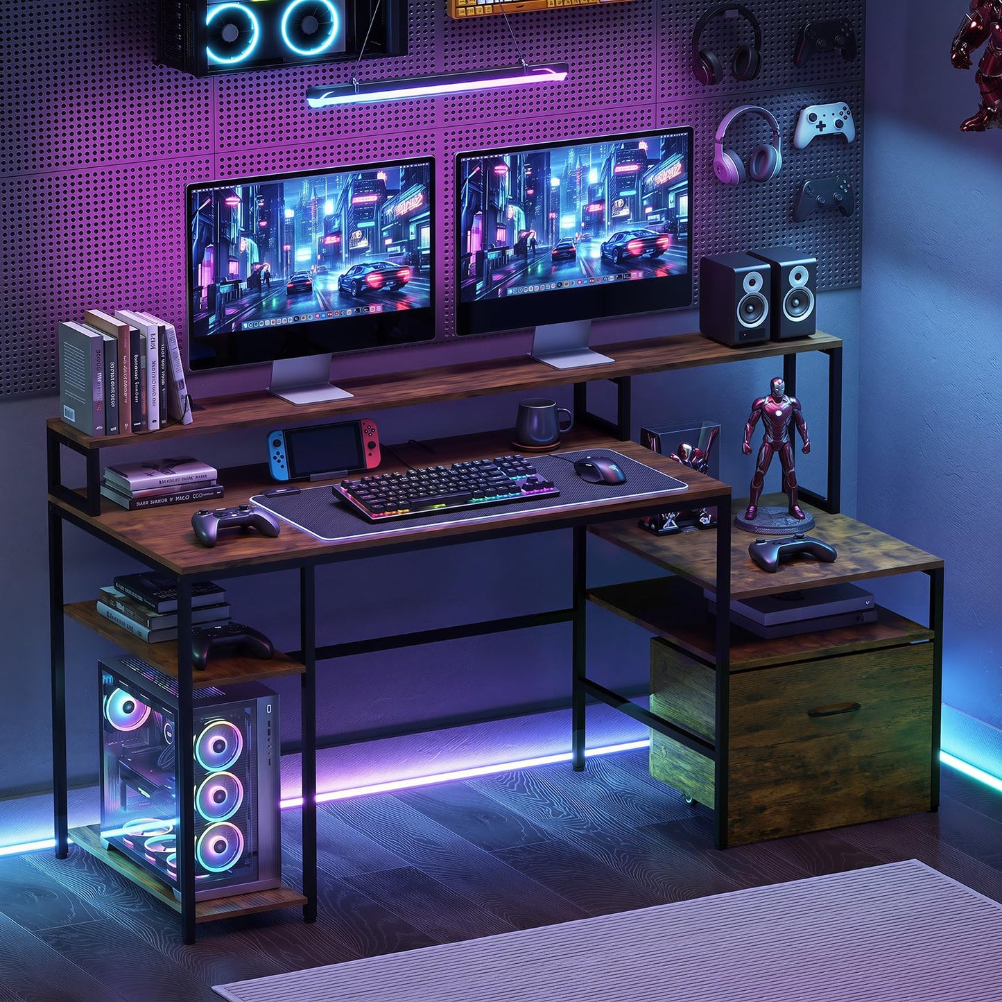 166CM Computer Desk with Charging Station, for Home Office, Study